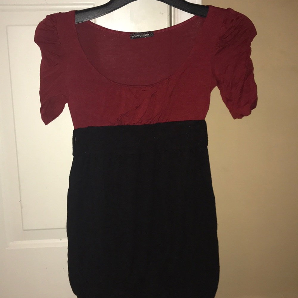 Red and black mini dress